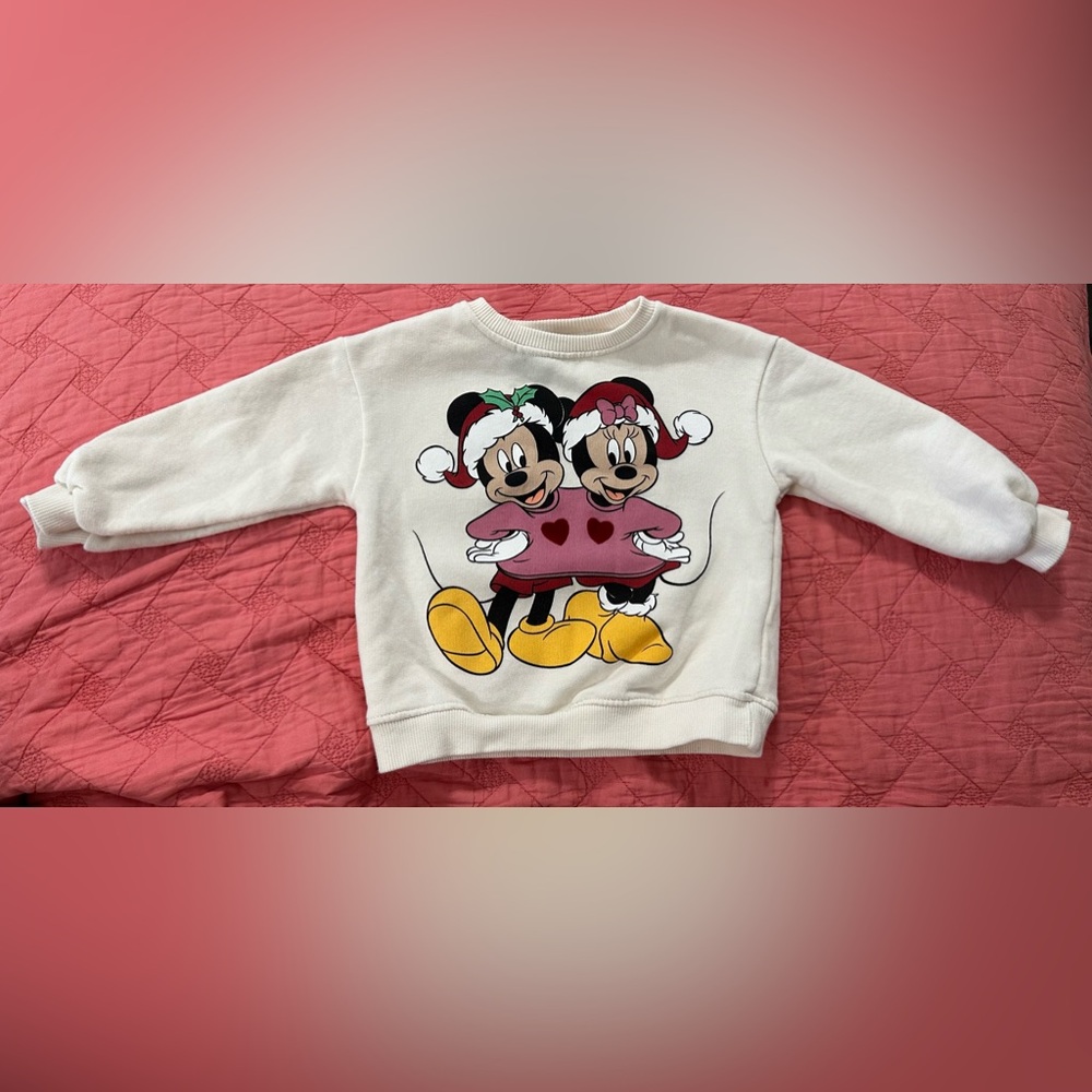 Zara White and Pink Disney Sweatshirt